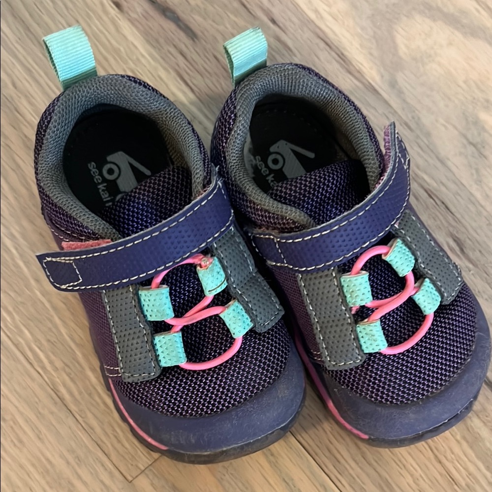 See Kai Run Purple and Pink Toddler Hiking Shoes with Velcro Straps
